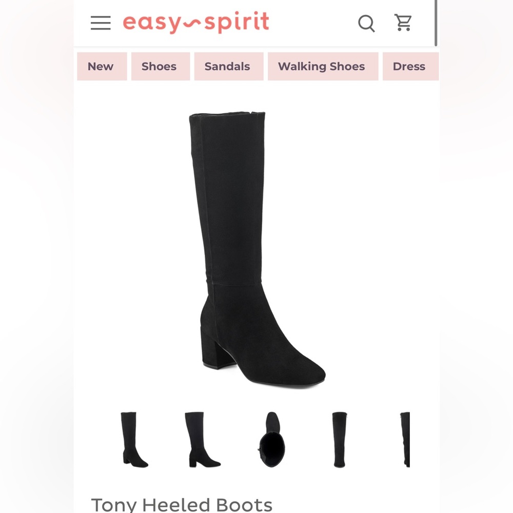 Easy Spirit Tony Heeled Boots in Black Suede Size 8M